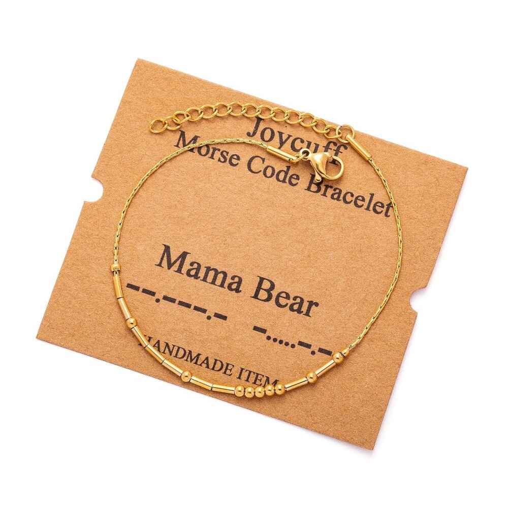 Adjustable Mama Bear Morse Code Bracelet
